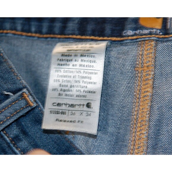 Carhartt Relaxed Fit Double Knee Denim Jeans 30x30 Blue 103328 966 *Distressed - Picture 11 of 12